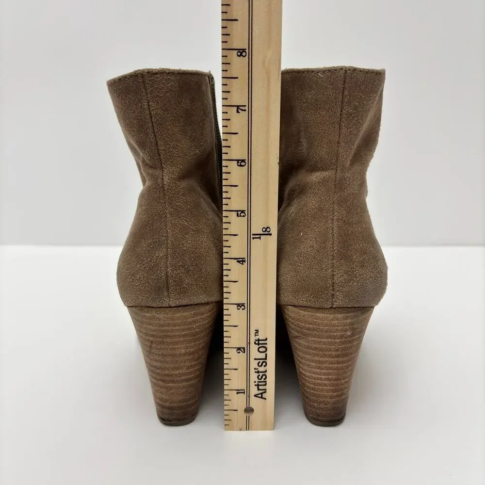 Dolce Vita Rupart Wedge Square Toe Ankle Bootie Truffle Tan Suede Women's Size 7